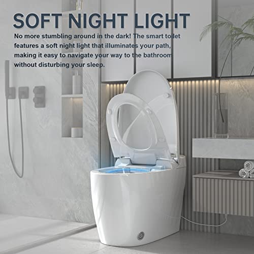 Little Meerkat Modern Smart Toilet | One Piece Smart Toilets For Bathrooms | White Intelligent Toilet With Heated Seat & Toilet Automatic Flush, Electric Tankless Toilet With Soft Night Light #TOP4