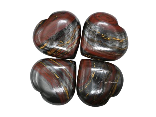 Image of Crystal Heaven Iron Tiger Eye Crystal Heart Palm Pebbles Stones For Anxiety Stress Relief Massage - Aaa Grade Original Healing Gemstone Agate Heart Palm Stone For Yoga Meditation Spiritual