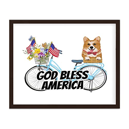 4th of July God Bless America décoration murale bois 40x50