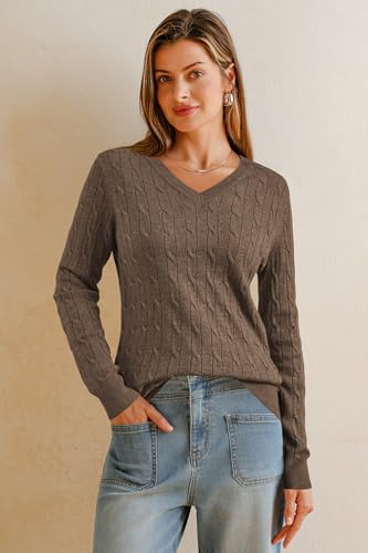 Image of Arach&Cloz Women's Wool Blend Fall Sweaters Business Casual Outfits 2026 | Soft&Breathable Pullover, Long Sleeve, V-Neck, Relaxed Fit Workwear, Business Casual, Teacher Outfits