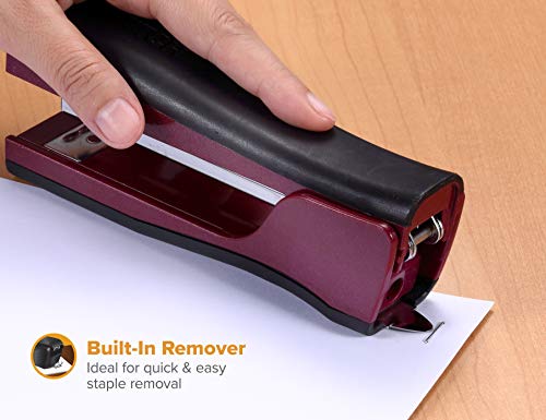 Bostitch Office Dynamo 4 In 1 Standup Stapler, Includes 420 Staples, 20 Sheet Capacity, Integrated Pencil Sharpener, Staple Remover & Staple Storage, Magenta #TOP4