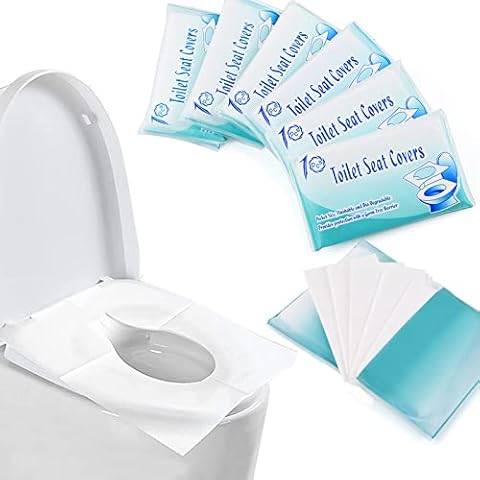 Ruitena - 60 Stück Einweg Toilettenauflagen,Spülbare Toilettenbezüge Toilette Auflage WC-Sitz Matte Einweg Toilettenpapier Pad Toiletten Sitzbezug Ideal für Reisen, öffentliche Toiletten Cover
