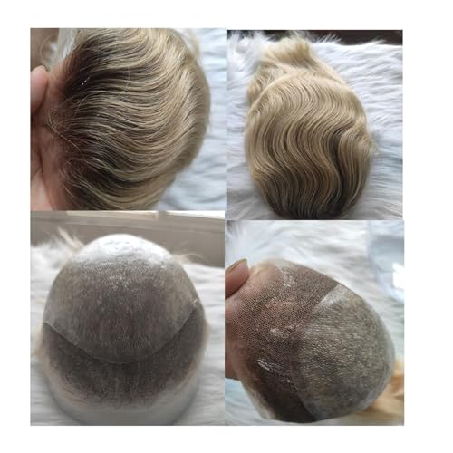 Toupet homme blond ombré en complément capillaire lace suisse et dermo-cutané PU