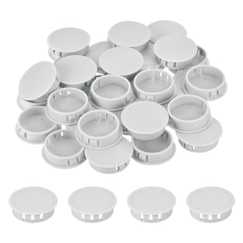 Image of MECCANIXITY 64PCS 38mm(1 1 /2 inch) Light Gray Plastic Hole Plugs, Flush Type Panel Hole Plugs Insert End Caps for Locking Hole Tubes Furniture Cabinet