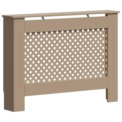 vidaXL Durable Radiator Cover in Brown | Modern Slatted Design with Shelf Space | Easy to Assemble | Made from MDF | Dimensions: 44.1'x7.5'x32.1'