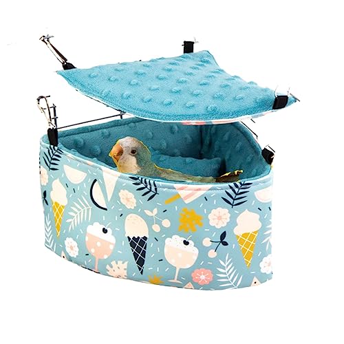 Image of Parrot Cockatiel Warm House Bird Nest Bed Hanging Hammock Birds Sleeping Bed Parrot Hideway Bed Fleece Washable for Parrot Parakeet Cockatiels Budgies Lovebird (Small,Blue)