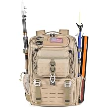 Vomgomfom 37L Fishing Backpack with Fully Waterproof Insulated Lining,Military Survival Molle Back Pack with Laptop Compartment,Earthy Yellow