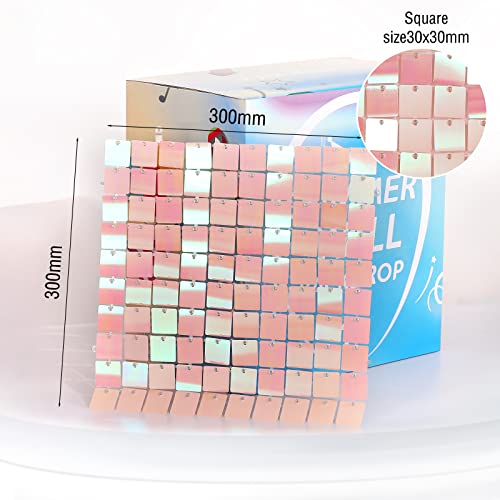 Pink Shimmer Wall Backdrop Sequin Backdrop Sequin Shimmer Wall 24 Panels Photo Backdrops for Wedding Bridal Shower Birthday Decorations by LJIE-House - Used condition - Image 7