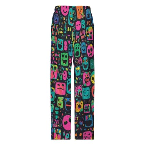 Men's Pajama Pants, Men's Funny Emoji Print Pajama Pants, Soft Pj Bottoms-S4