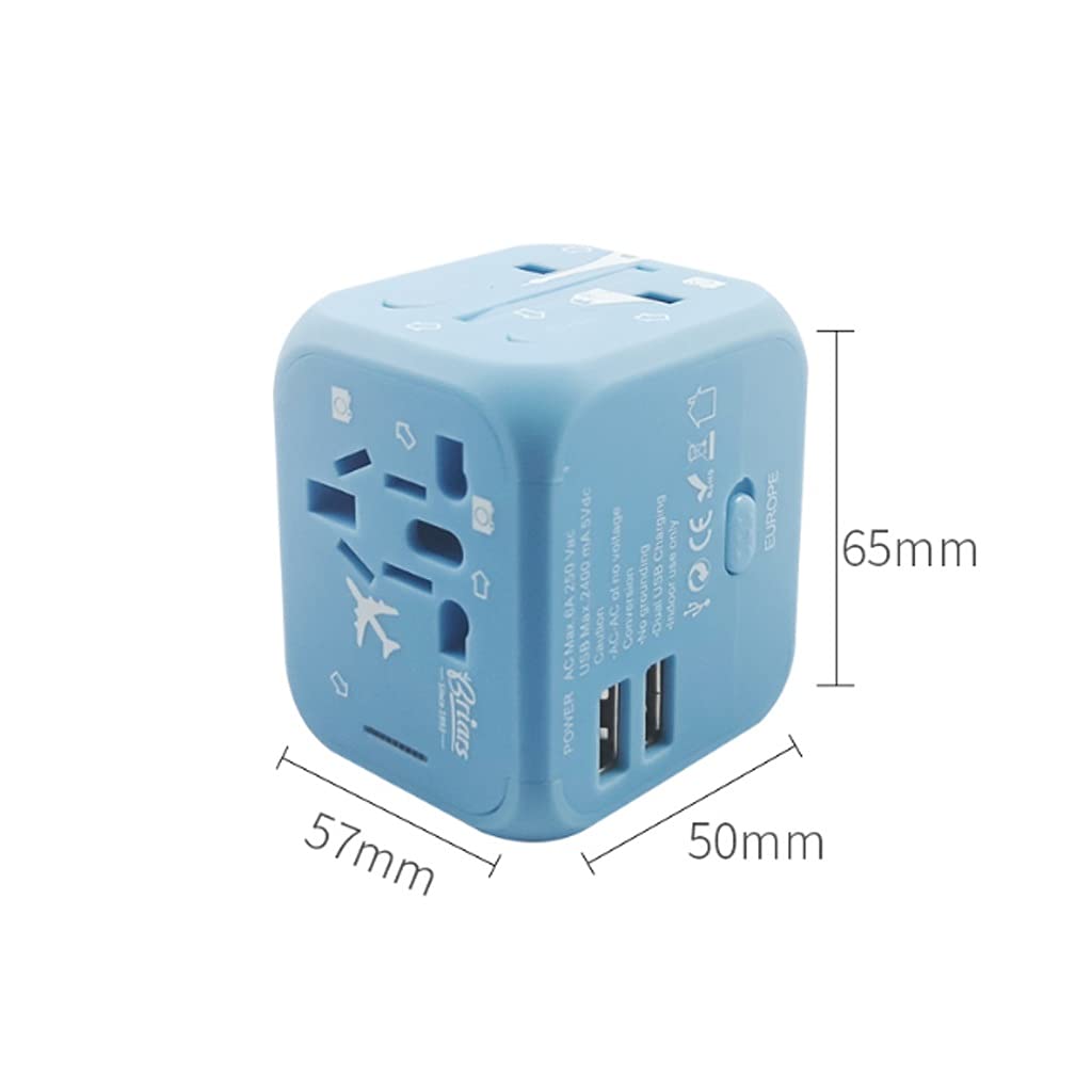 Gniazdo międzynarodowe przetwornice Uniwersalna adapter zasilacza doskonała ładowarka wtyczki na całym świecie z 2 Usb. Port, międzynarodowy adapter podróży, adapter wtyczki zasilania (Color : B)