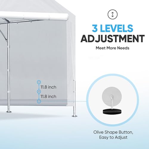 Image of ADVANCE OUTDOOR Carport Replacement Sidewall 10 /12x20 ft, Heavy Duty Waterproof & UV Protected, Easy Installation with Ball Bungees, White, One Sidewall Only