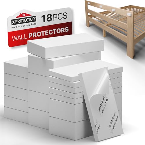 X-Protector Headboard Stoppers for Wall - 18 Pcs Big Size Pack White - Premium Foam Wall Protector from Furniture - Ideal Furniture Bumpers to Protect Walls from Damage - Bed Stoppers for Headboard!