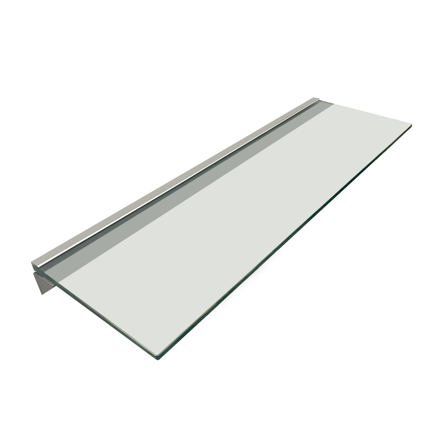 Naiture Bathroom Wall Mount Glass Wall Shelf with Aluminum Bracket, 35.4 x 7.9 x 0.31 Inch, Clear