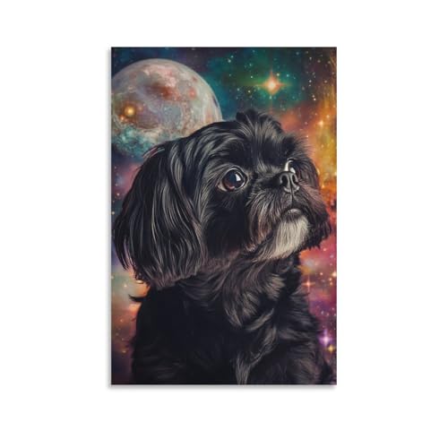 Pintura mural Shih Tzu de 50x75cm para solucionar paredes vacias en casa