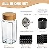 24 Pack Square Glass Spice Jars with Bamboo Lids, 4oz Spice Containers with Shaker Inserts and Labels, Airtight Seasoning Organizer for Spice Rack, Cabinet, Drawer - Grinder & Funnel Included #3