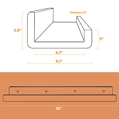 Crizta 36" X 4.7” Acrylic Floating Bookshelf (4 Pcs), 5Mm Thick Crystal Clear Wall Ledge Shelf Wall Mounted Shelves For Books, Pictures, Phones, Small Toy Storage #TOP2