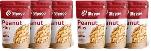Image of SHREGO Peanut Plus Roasted Peanuts Salted, Snack and Namkeen (3X250G Vacuum Packed) (750 Gm) (Pack of 2)