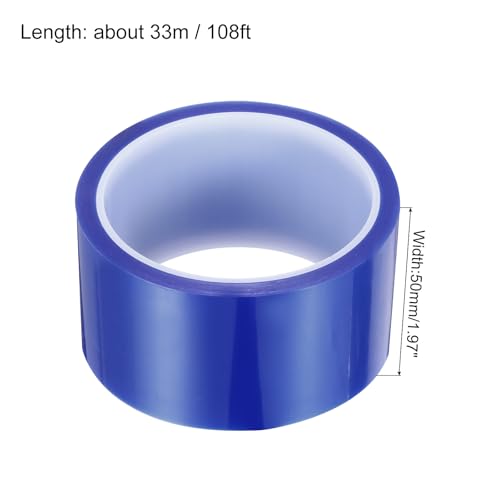 Image of uxcell Blue Heat Tape, 1 Roll 50mmx33m 108ft High Temperature Heat Resistant Tape for Sublimation,Heat Vinyl Press,Heat Transfer, Circuit Board, No Residue