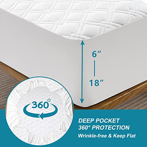Elelen Full Size Mattress Protector 100% Waterproof Full Mattress Pad With 3D Air Cotton Fabric Ultra Soft Breathable Noiseless Quilted Mattress Cover Deep Pocket Fitted Up To 18" - Vinyl Free (Full) #TOP5