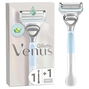 Gillette Venus Women’s Razor Plus 1 Razor Blade Refill with Precision Trimmer, Designed for Pubic Hair and Skin, Blue, 1 Count (Pack of 1)