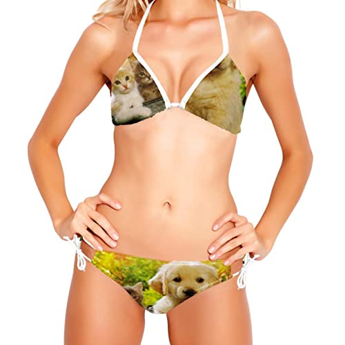 Bikini femme 2 pièces floral et animaux élastique et confortable pour piscine et bronzage