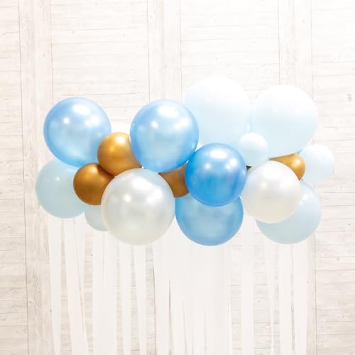 Amscan 9915964 - Blue, White and Gold Botanical Celebration Balloon and Streamers Party Back Drop - 39 Pieces - Image 4