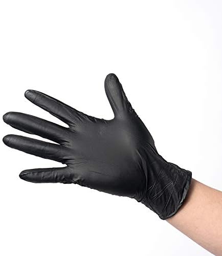 TOPIND Disposable Gloves Powdered Disposable Nitrile Gloves Extra Sensitive Latex Free Non Sterile Durable Epidemic Protection Gloves Blue and Black Food Prep Gloves (black-L-disposable gloves)