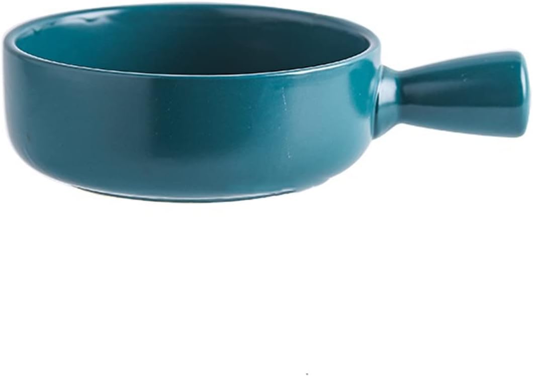 Ceramic Baking Bowl Household Baking Pan with Handle Stackable Tableware Baking Dish 550ml Noodle Bowls Microwave Individual Lasagne Pan Deep (Color : D) (B)