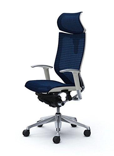 オカムラ オフィスチェア バロン 可動ヘッドレスト 可動肘 座メッシュ ダークブルー CP81AW-FDH4