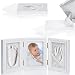 Baby Photo Frame Imprint/Ink Set - Rahmen für Handabdrücke, Füße und Fotos; Geschenkset zur Geburt, Taufe, Trennung mit Kind etc. 3-teilig weiß (Gips)