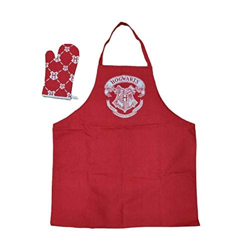SD toys Delantal Cocina Hogwarts Logo Apron and Oven Glove In Plastic Box Harry Potter Official Merchandising Referencia DD Textiles del hogar Unisex Adulto, Multicolor (Multicolor), única
