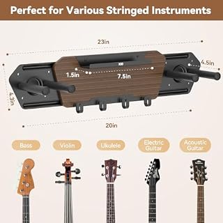 KDD Support Guitare Mural avec 4 Crochets Amovibles en Caoutchouc – Support Mural Guitare Double avec étagère – Porte Guitare en Bois – Accessoires de Guitare pour Guitare électrique Basse Ukulélé - Les Beatles, Paul McCartney, John Lennon, RIngo Starr, George Harrison KDD Support Guitare Mural avec 4 Crochets Amovibles en Caoutchouc - Support Mural Guitare Double avec étagère - Porte Guitare en Bois - Accessoires de Guitare pour Guitare électrique Basse Ukulélé – Image 3