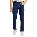 Urbano Fashion Jeans ajustados lavados elásticos para hombre, Azul, 42