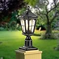XANGQAN Dusk to Dawn Post Lights Hardwired 120V with Pier Mount Base, Anti-Rust Outdoor Pole Lantern Light Fixture with Water Ripple Glass, Outside Black Aluminum Exterior Lamp for Patio