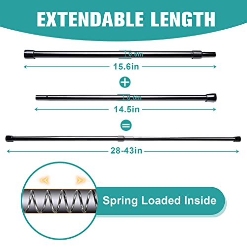 2Pcs Spring Tension Curtain Rod，28-43 Inches Adjustable Expandable Pressure Black Curtain Tension Rods For Kitchen, Bathroom, Window,Home #TOP2