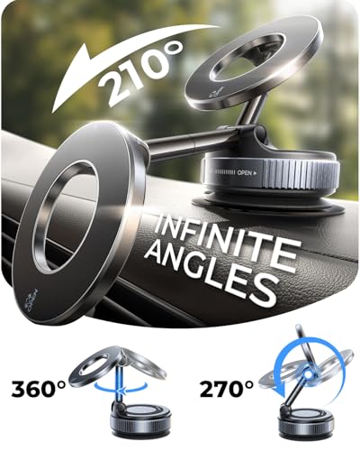 MRGLAS 2026 Upgraded Phone Holders for Your Car, Magsafe Car Mount Ultra Magnetic, 360° Adjustable Vacuum Suction Car Phone Mount, Car Truck Accessories for Men Women for iPhone 17 Pro Max Car Dash
