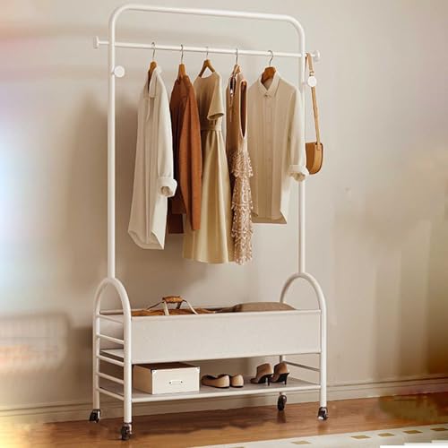 Perchero portátil con cesta de almacenamiento y estante para zapatos, estante multifuncional para espacios pequeños, estante de secado de lavandería para sala de estar, baño y uso al aire libre