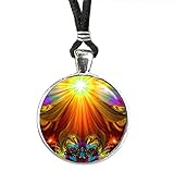 Psychedelic Necklace, Orange Pendant, Chakra Art, 'Light Being'