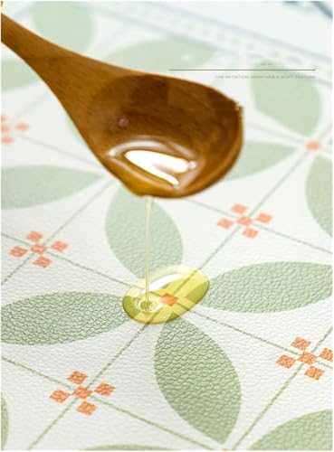 Image of Faux Leather Dining Table Placemats | Heat Insulation & Stain Resistant Waterproof Non Slip Dinner Table Mats | Perfect for Home, Kitchen, Restaurant, Office (Light Green, Set of 2)
