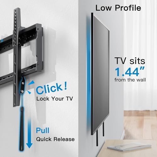 Image of Pipishell Tilt TV Wall Mount Bracket Low Profile for Most 37-90 Inch LED LCD OLED Plasma Flat Curved TVs, Large Tilting Mount Fits 16 inch-24 inch Wood Studs Max VESA 600x400mm Holds up to 132lbs