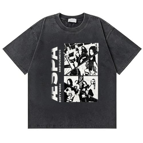 Photo de T-Shirt Manches Longues for Hommes Et Femmes, en Coton Délavé, Graphique Vintage, Streetwear Imprimé, Top Album DirtyWork(Black B,S)