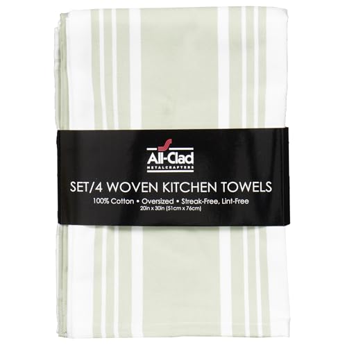 All-Clad-Woven-Bistro-Kitchen-Towels-Highly-Absorbent-Super-Soft-Long-Lasting-100-Cotton-20x30-Dish-Towels-for-Cleaning-Drying-Dishes-Pans-Glassware-or-Countertops-4-Pack-Fennel All Clad Woven Bistro Kitchen Towels Highly Absorbent Super Soft Long Lasting 100 Cotton 20×30 Dish Towels for Cleaning Drying Dishes Pans Glassware or Countertops 4 Pack Fennel