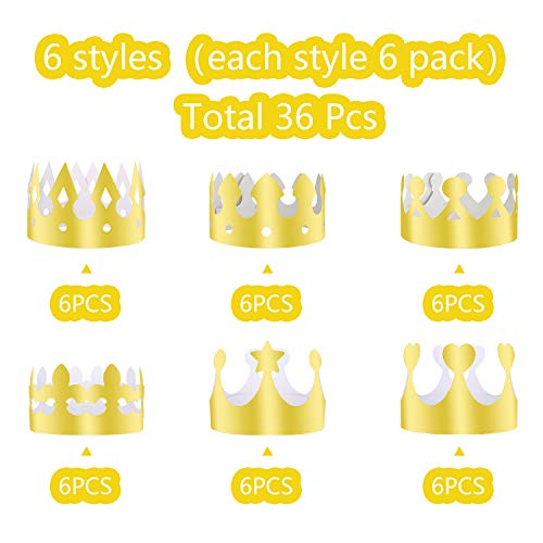 TUPARKA Golden King Crowns Gold Foil Paper Party Crown Hat Cap for Birthday Celebration Baby Shower Photo Props