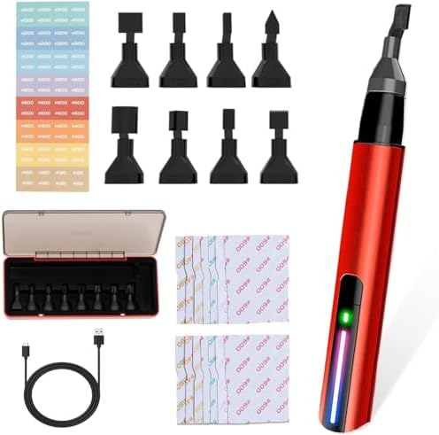 Electric Reciprocating Sander Set, USB Quick Charging Mini Sanding Pen 3 Speed Adjustable Detail Sander with 8 Sanding Heads and Sandpapers for Grinding Polishing Surfaces