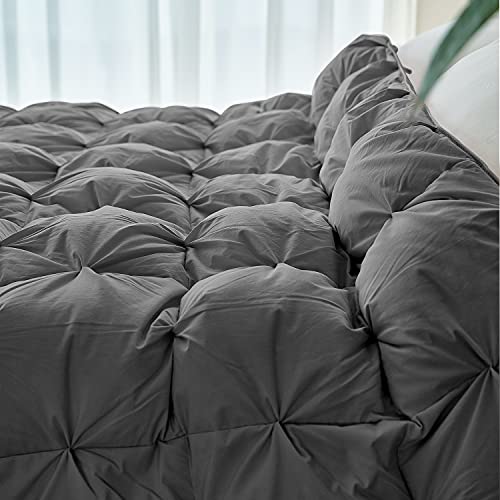 Zzlamb Heavyweight Grey Feather Down Comforter, Twin Duvet Insert For Winter Extra Warm, Beautiful Pinch Pleat With Baffle Box, Durable Cotton-Blended Shell With Corner Tabs, Twin Size 68'' X 90'' #TOP4