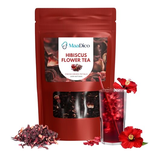 Image of Maadico 100% Fresh Premium Dried Hibiscus Tea, 50 Gms | Herbal Tea Petals | Antioxidant Rich Hibiscus Tea Leaves for Heart Health & Digestion | Boosts Immunity | Helps In Managing Hypertension |