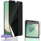 Rnnmeeko 1+2 Pièces Protection D'écran Anti Espion Compatible avec Samsung Galaxy Z Flip 6 Film TPU Flexible et Caméra Verre Trempé, Anti Spy Protège Écran Privacy pour Flip 6