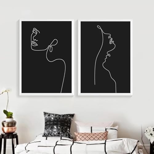 Image abstraite moderne de visage de femme affiche fond noir pour décoration murale de chambre