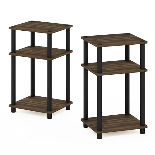 Furinno JUST Night Stand Set of 2, 3-Tier Turn-N-Tube Nightstand, Toolless Bedside Tables, End Table, Side Table with Open Storage for Bedroom, Closet, Dorm, Bathroom, Columbia Walnut by Furinno - Image 3