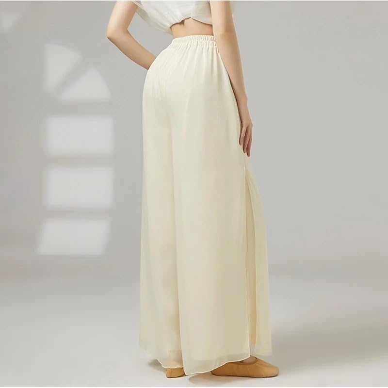 Pantalones de Baile Modernos de Pierna Ancha de Doble Capa for Mujer, Pantalones Sueltos fluidos de poliéster, Traje de Baile for Adultos